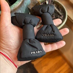 Prada Black Large Nylon Bow Tie Pair Excellent condition! Authentic! Waterproof